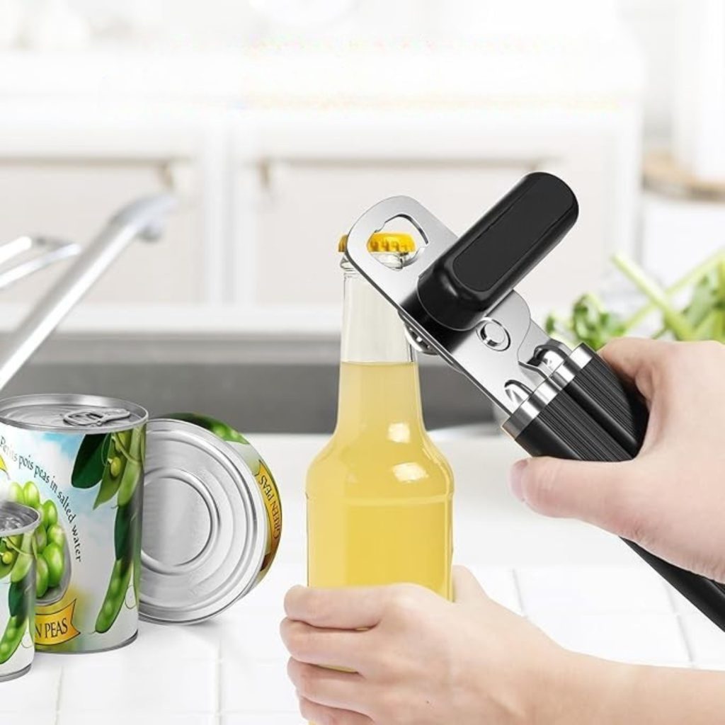 Heavy-Duty Stainless Steel Can Opener with Ergonomic Handl